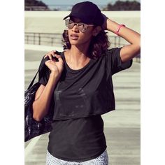 Rückansicht von LASCANA Active Funktionsshirt 2-in-1 Shirt Damen schwarz