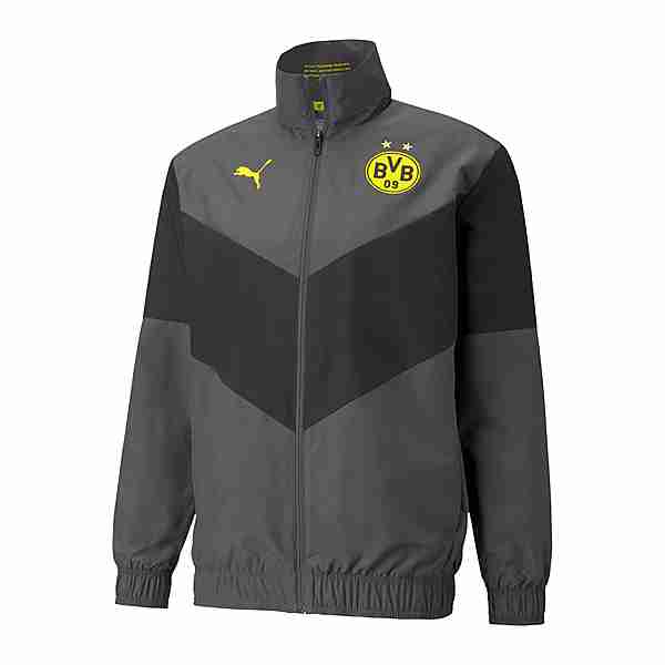 PUMA BVB Dortmund Prematch Jacke 2021/2022 Trainingsjacke grau