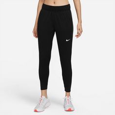 Rückansicht von Nike ESSENTIAL Laufhose Damen black-black-reflective silv
