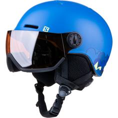 Salomon Grom Visor Skihelm Kinder pop blue mat