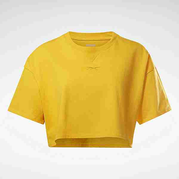 Reebok Studio Cropped T-Shirt Funktionsshirt Damen Gold