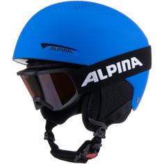 ALPINA ZUPO SET (+Piney) Skihelm Kinder blue matt