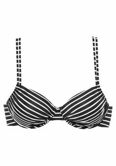 S.OLIVER Bikini Oberteil Damen schwarz-weiß-gestreift