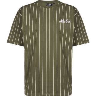 New Era Oversized Pinstripe T-Shirt Herren oliv