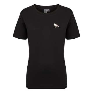 Cleptomanicx Embroidery Gull T-Shirt Damen Black