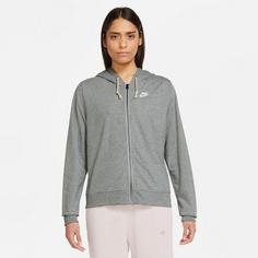 Rückansicht von Nike GYM VINTAG EASY Sweatjacke Damen dk grey heather-white