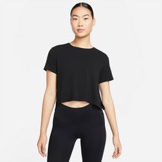 Rückansicht von Nike Yoga Funktionsshirt Damen black-iron grey
