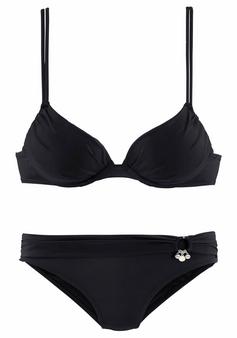 S.OLIVER Push-Up-Bikini Bikini Set Damen schwarz
