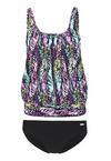 Lascana Oversize-Tankini Bikini Set Damen - schwarz-bedruckt