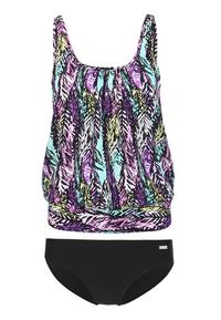 Lascana Oversize-Tankini Bikini Set Damen - schwarz-bedruckt