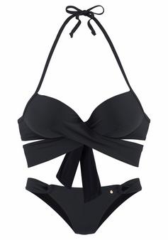 S.OLIVER Push-Up-Bikini Bikini Set Damen schwarz