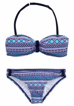 S.OLIVER Bandeau-Bikini Bikini Set Damen blau-bedruckt