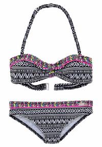 Buffalo Bandeau-Bikini Bikini Set Damen - schwarz-wei&szlig;