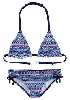 S.OLIVER Triangel-Bikini Bikini Set Damen blau-bedruckt