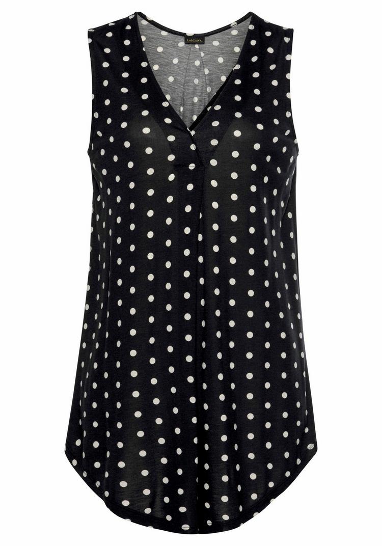 Lascana Lascana Strandtop T-Shirt Damen - schwarz-wei&szlig;-gepunktet - 0 | SportScheck