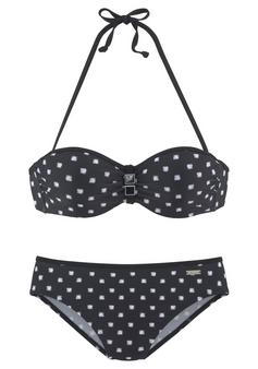 Lascana Bügel-Bandeau-Bikini Bikini Set Damen schwarz-weiß