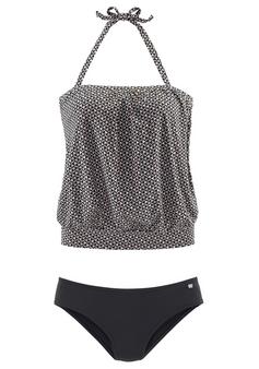 JETTE Tankini Bikini Set Damen schwarz-grau