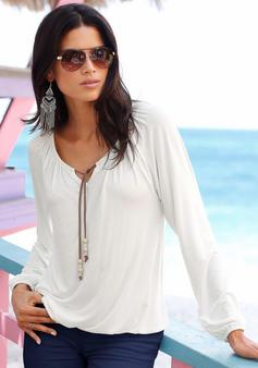 Rückansicht von S.OLIVER Strandshirt T-Shirt Damen creme