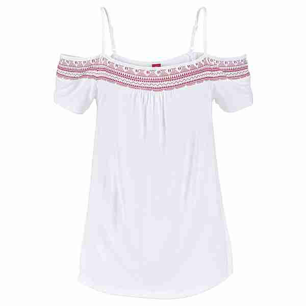 S.OLIVER Kurzarmshirt T-Shirt Damen weiß-rot-bedruckt