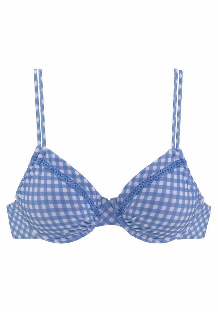 Buffalo Buffalo B&uuml;gel-Bikini-Top Bikini Oberteil Damen - hellblau-kariert - 0 | SportScheck