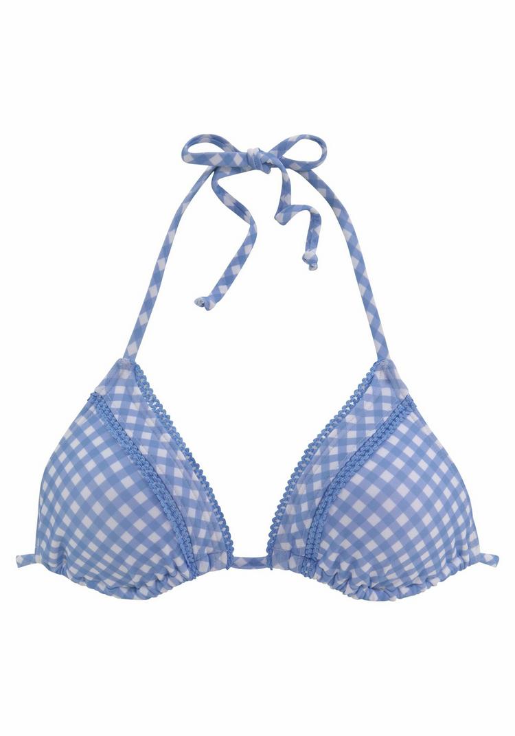 Buffalo Buffalo Triangel-Bikini-Top Bikini Oberteil Damen - hellblau-kariert - 0 | SportScheck