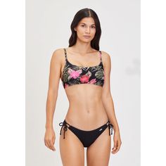 Rückansicht von Lascana Bustier-Bikini-Top Bikini Oberteil Damen schwarz-pink-bedruckt