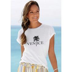 Rückansicht von VENICE BEACH Rundhalsshirt T-Shirt Damen weiß