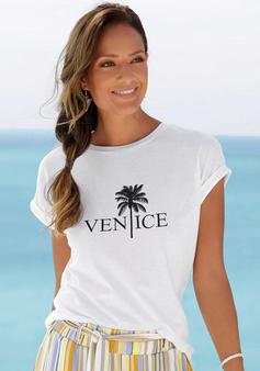 Rückansicht von VENICE BEACH Rundhalsshirt T-Shirt Damen weiß