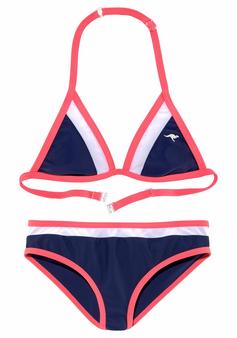 KangaROOS Triangel-Bikini Bikini Set Damen marine-weiß-pink