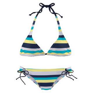 VENICE BEACH Triangel-Bikini Bikini Set Damen marine-gelb-gestreift
