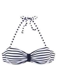 VENICE BEACH Bandeau-Bikini-Top Bikini Oberteil Damen weiß-marine-gestreift
