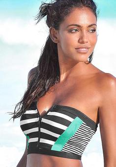 Rückansicht von KangaROOS Bustier-Bikini-Top Bikini Oberteil Damen schwarz-weiß