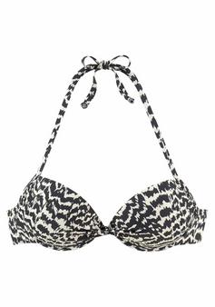 Lascana Push-Up-Bikini-Top Bikini Oberteil Damen schwarz-creme