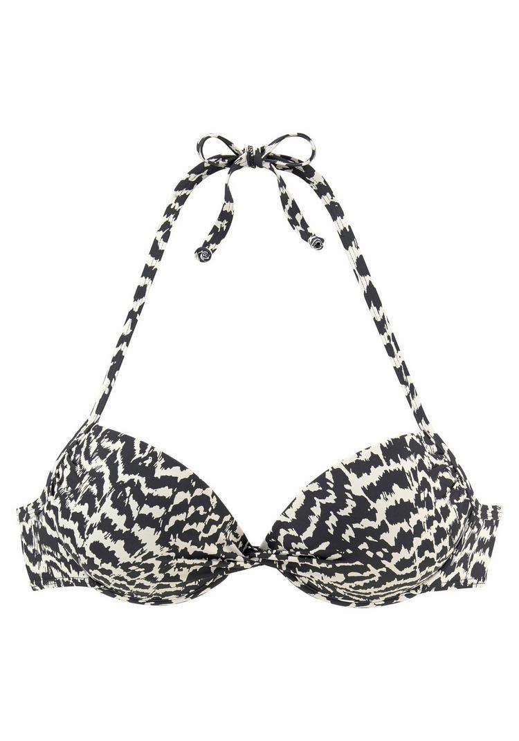 Lascana Lascana Push-Up-Bikini-Top Bikini Oberteil Damen - schwarz-creme - 0 | SportScheck