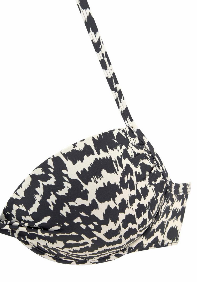 Lascana Lascana Push-Up-Bikini-Top Bikini Oberteil Damen - schwarz-creme - 0 | SportScheck