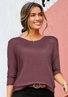 Rückansicht von Vivance 3/4-Arm-Shirt Longshirt Damen beere