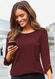 Rückansicht von Vivance 3/4-Arm-Shirt Longshirt Damen beere