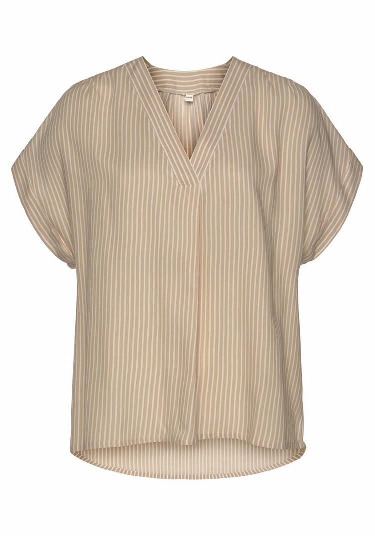 Vivance Vivance Kurzarmbluse Kurzarmbluse Damen - sand-wei&szlig;-gestreift - 0 | SportScheck