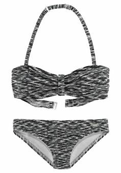 VENICE BEACH Bandeau-Bikini Bikini Set Damen schwarz-weiß