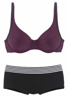 S.OLIVER Bügel-Bikini Bikini Set Damen schwarz- bordeaux
