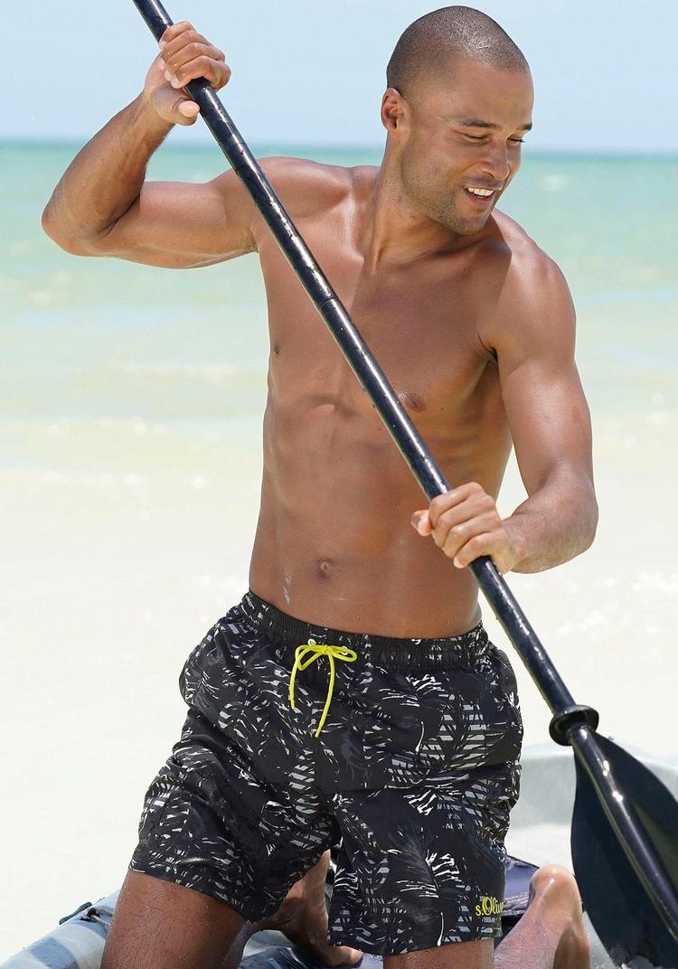S.OLIVER S.OLIVER Badeshorts Badehose Herren - schwarz-bedruckt - 0 | SportScheck