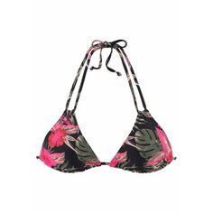 Lascana Triangel-Bikini-Top Bikini Oberteil Damen schwarz-pink-bedruckt