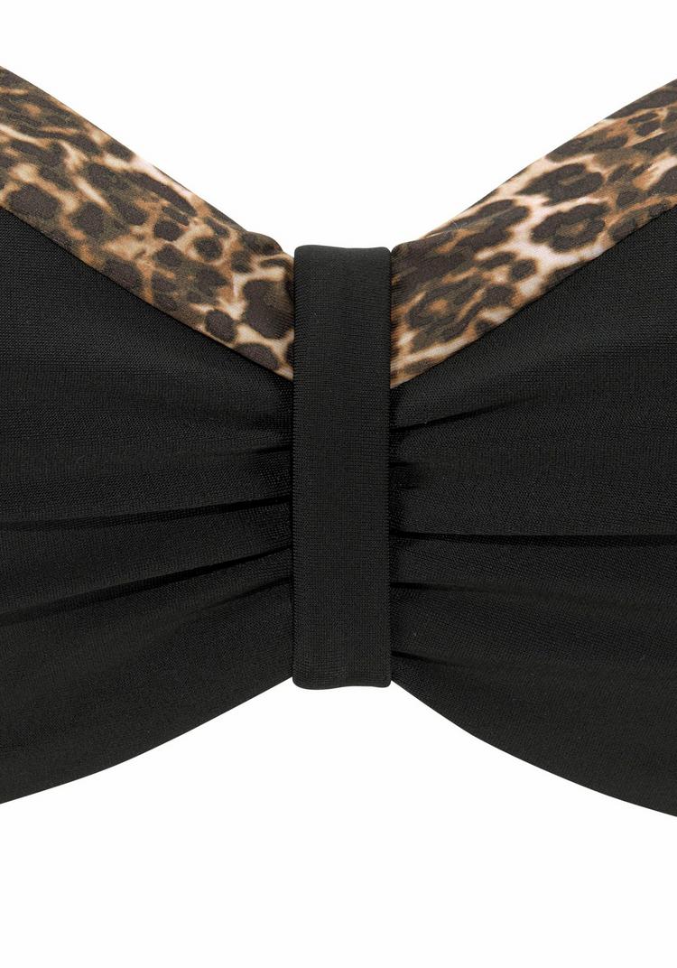 Lascana Lascana B&uuml;gel-Bandeau-Bikini-Top Bikini Oberteil Damen - schwarz-leo - 0 | SportScheck