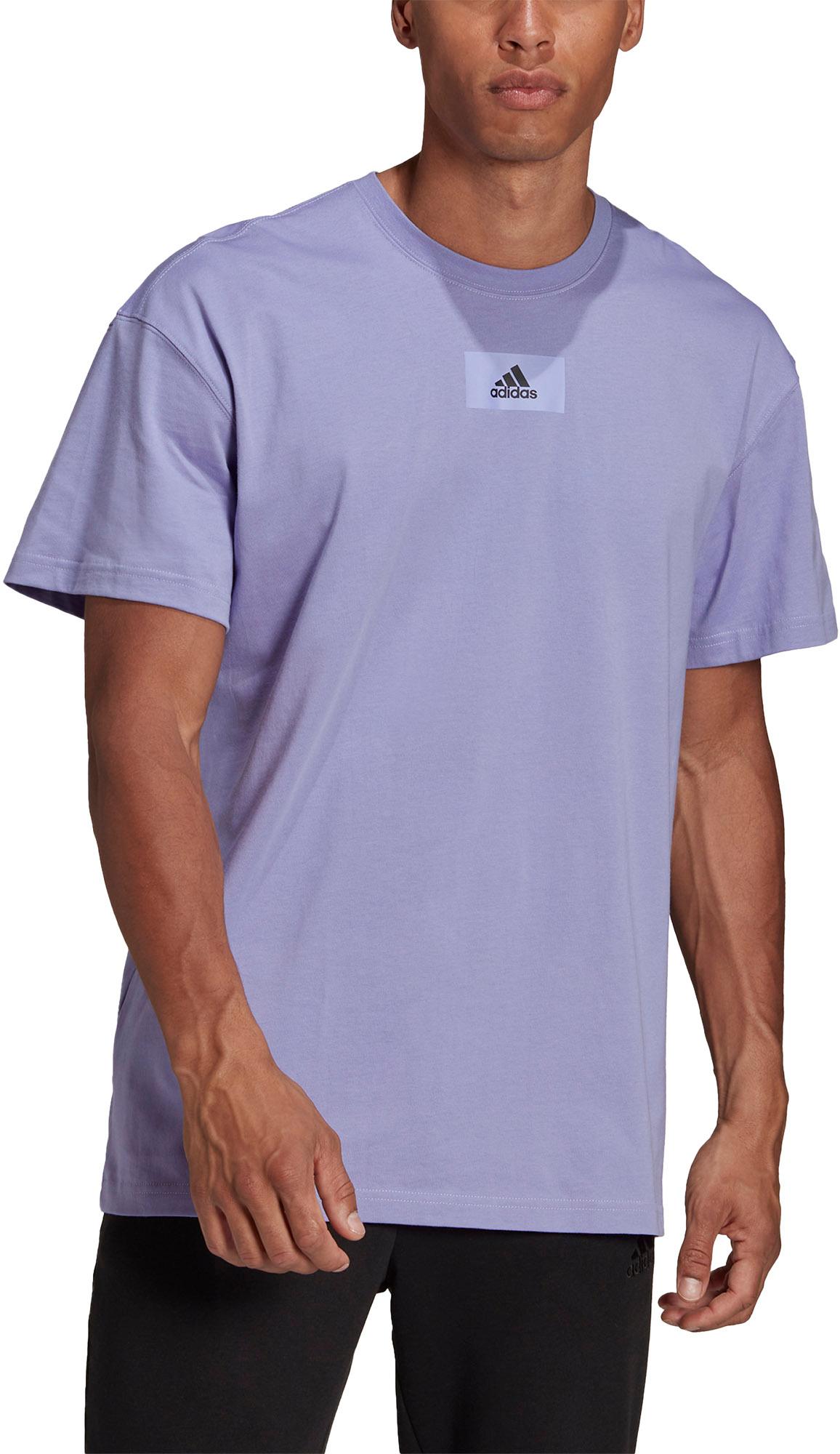 purple and black adidas shirt