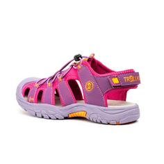 Rückansicht von Trollkids Kvalvika Outdoorsandalen Kinder Dunkelrosa / Orange