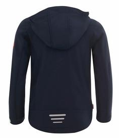 Rückansicht von Trollkids Oslofjord Softshelljacke Kinder Marineblau/Türkis