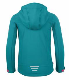 Rückansicht von Trollkids Oslofjord Softshelljacke Kinder Smaragdgrün / Rubinrot