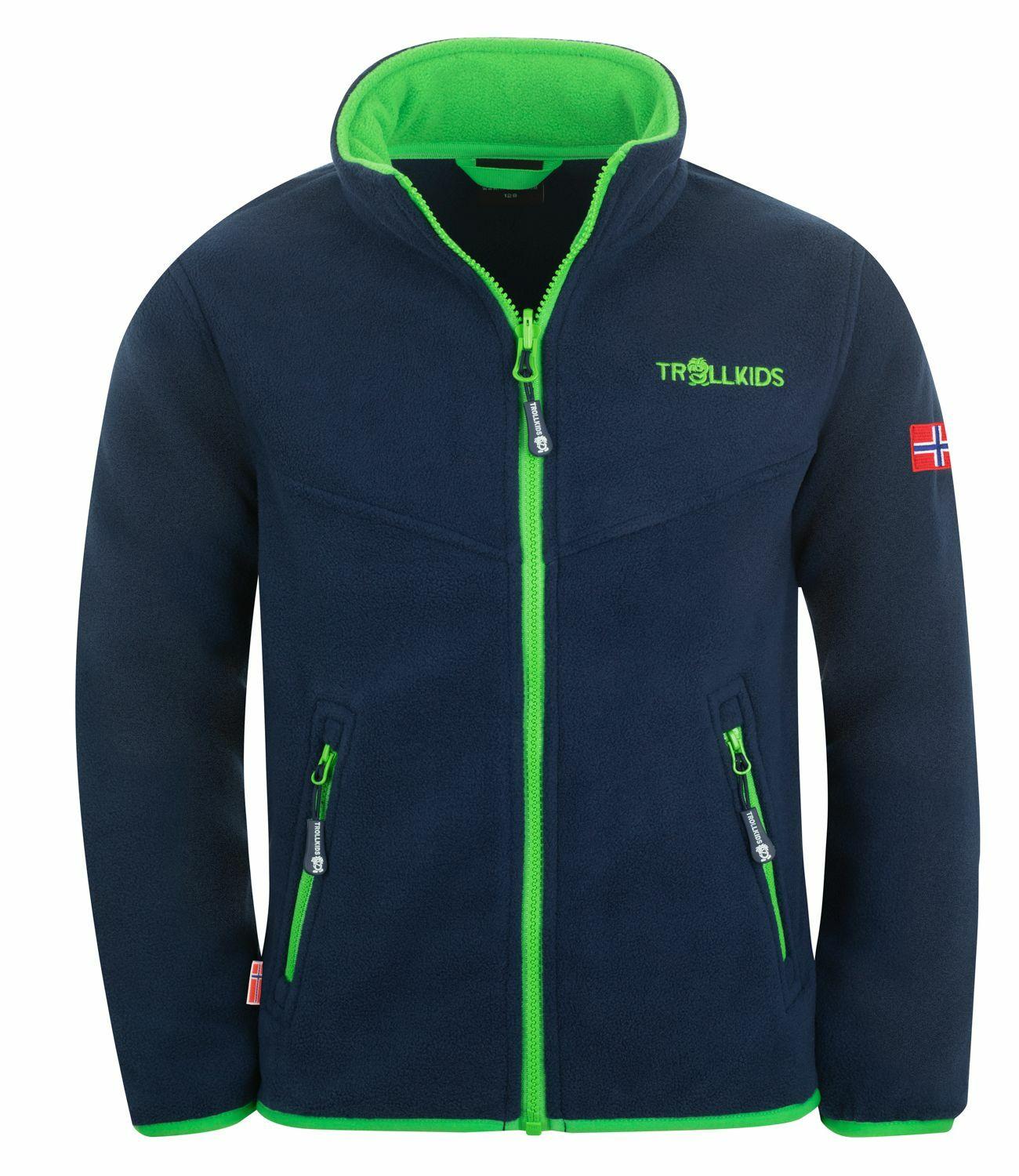 Trollkids Oppdal XT Fleecejacke Kinder - Marineblau / Hellgr&uuml;n