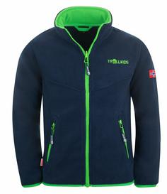 Trollkids Oppdal XT Fleecejacke Kinder Marineblau / Hellgrün