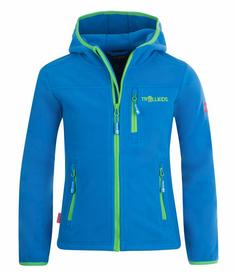 Trollkids Stavanger Fleecejacke Kinder Mittelblau / Hellgrün